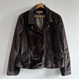 Odi Lynch Biker Jacket Brown Velvet UK Size 20 XL